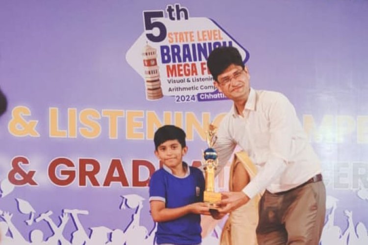 राज्य स्तरीय ब्रेनिस अबकस प्रतियोगिता स्टेज 3 लेबल में दुर्ग के शिवांश गौतम ने तीसरा स्थान पर मारी बाजी..