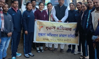 एकल अभियान की वन यात्रा पहुंची गुना:शहर में निकाली प्रभात फेरी; 10 से ज्यादा राज्यों के कार्यकर्ता निकाल रहे यात्रा