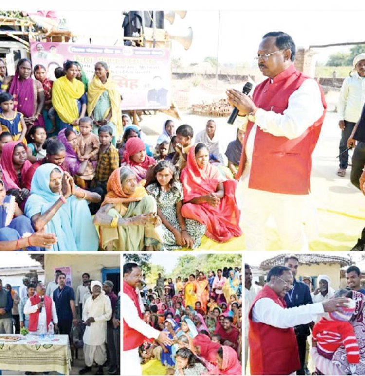 भाजपा समर्थित प्रत्याशियों के पक्ष में प्रचार कर रहे मंत्री रामविचार नेताम