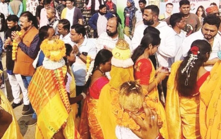 शाकंभरी माता जयंती शोभायात्रा का कांग्रेसियों ने किया स्वागत